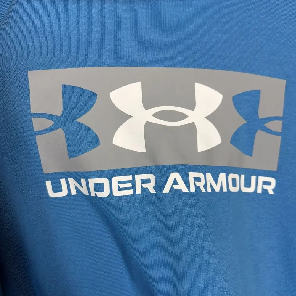 MEN 3XL UNDER ARMOUR RIVAL FLEECE LOGO HOODED SWEATER (HORIZON BLUE) NEW